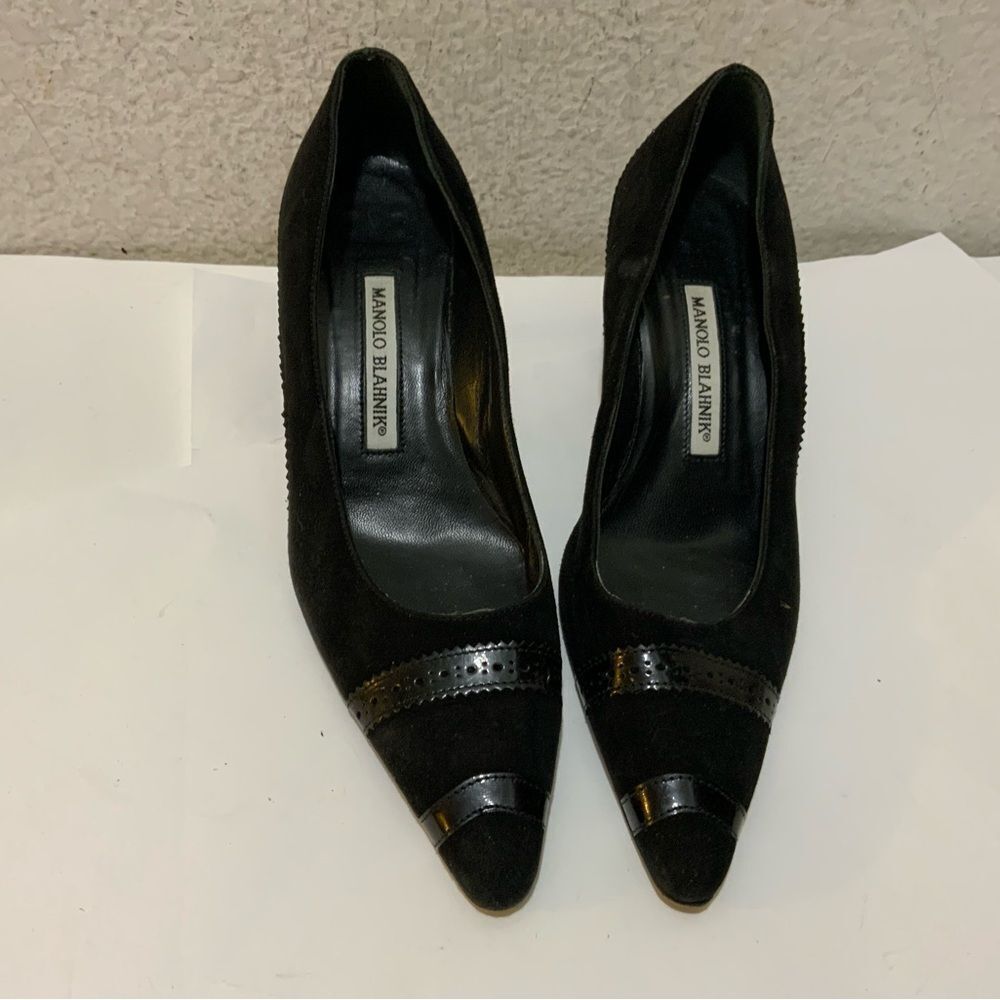 Manolo Blahnik suede patent leather low heels size 36.5